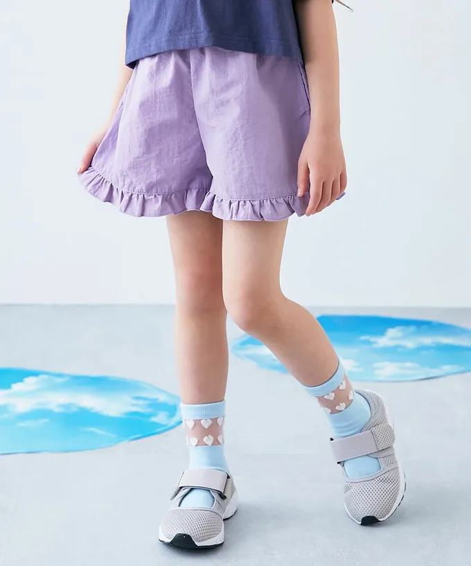 日本 devirock - 水陸二用 可愛荷葉邊玩水短褲-淺棕