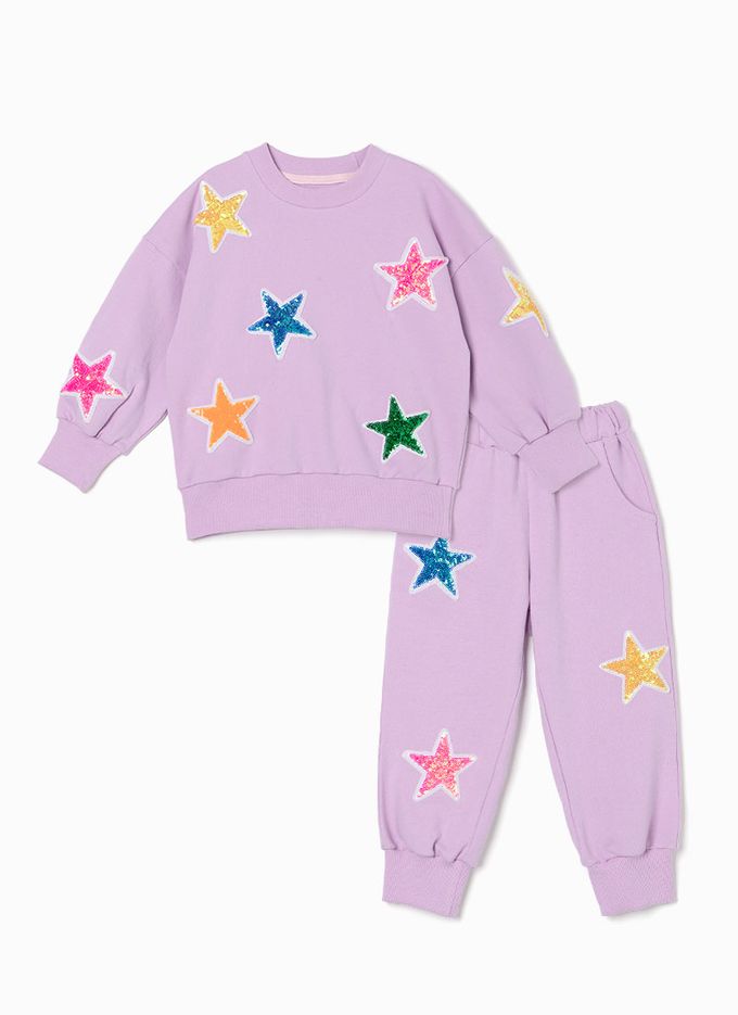 韓國 OZKIZ - 閃耀星星休閒長袖套裝-紫