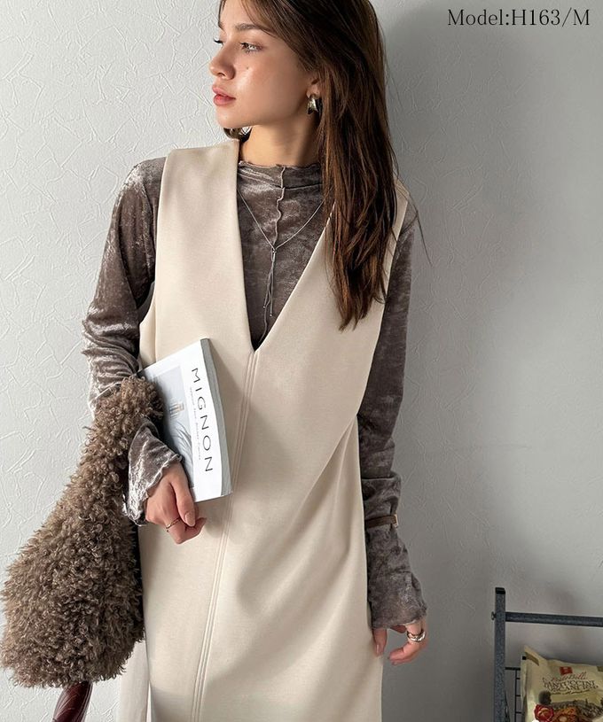 日本 Classical Elf - 前後2way率性拉鍊時尚背心裙-淺杏