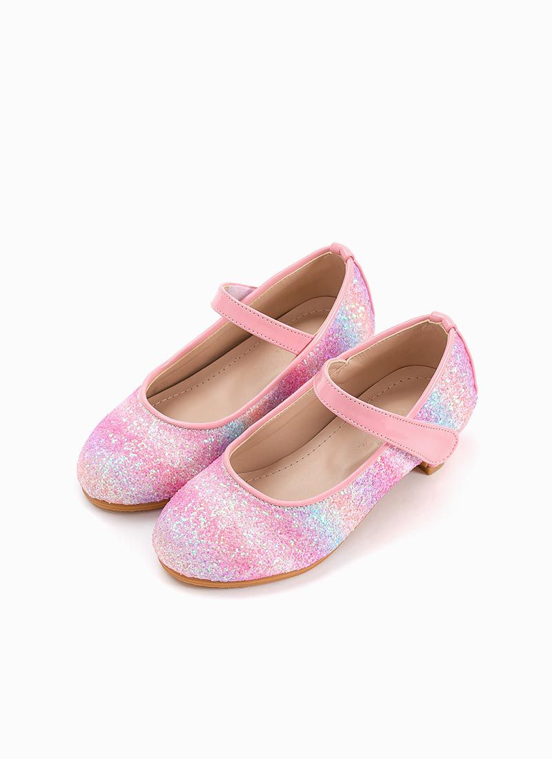 韓國 OZKIZ - 夢幻人魚色亮粉低跟皮鞋