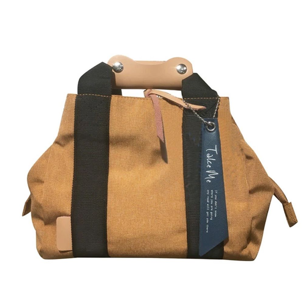 日本 nicott - 文青風 輕量 大開口多收納口袋側背包-焦糖棕 (20x18x8.5cm)
