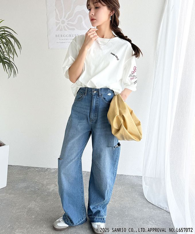 日本 Classical Elf - 三麗鷗聯名刺繡印花短袖T恤-海軍藍