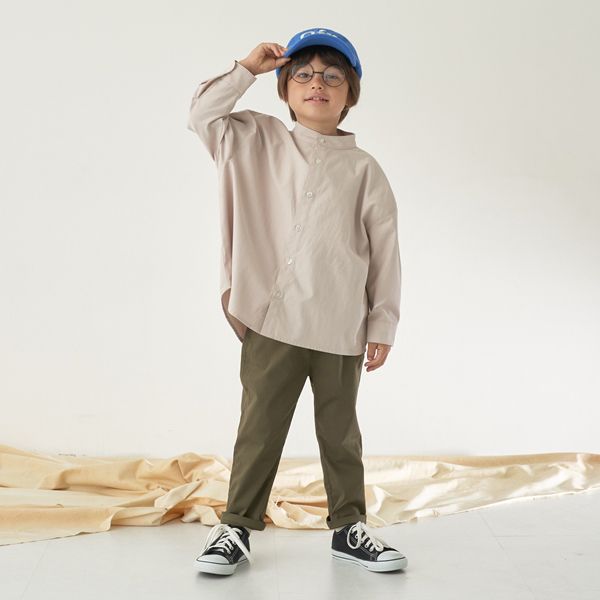 日本 b-ROOM - 帥氣定番色錐形褲-棕卡其