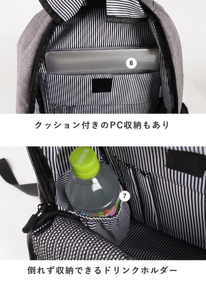 日本 LIZDAYS - CHOOP 大容量11口袋防潑水後背包/電腦包-灰 (42x34x14cm)