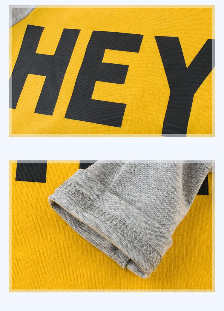 純棉長袖上衣-Hey-黑色x卡其色