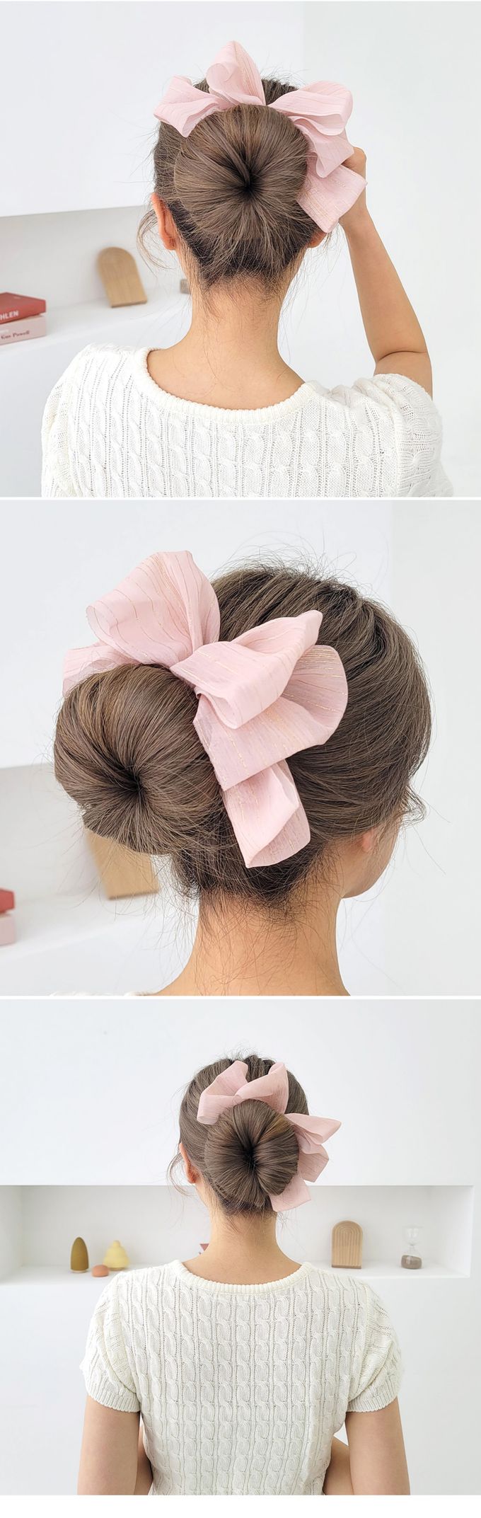 韓國 Soo&Soo - 浪漫金絲蝴蝶結盤頭髮飾-黑-直播專屬