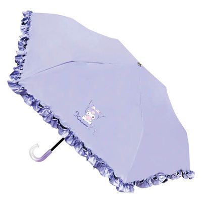 日本 J'S PLANNING - 花邊皺摺晴雨兼用兒童直傘-卡通人物酷洛米-紫 (50cm)
