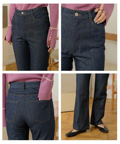 日本 Bou Jeloud - 丹寧修身美腿長褲-黑