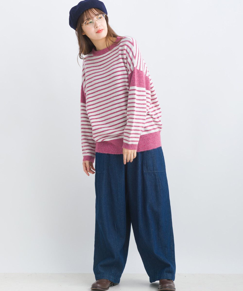 日本女裝代購 - 定番文青感條紋針織上衣-黃