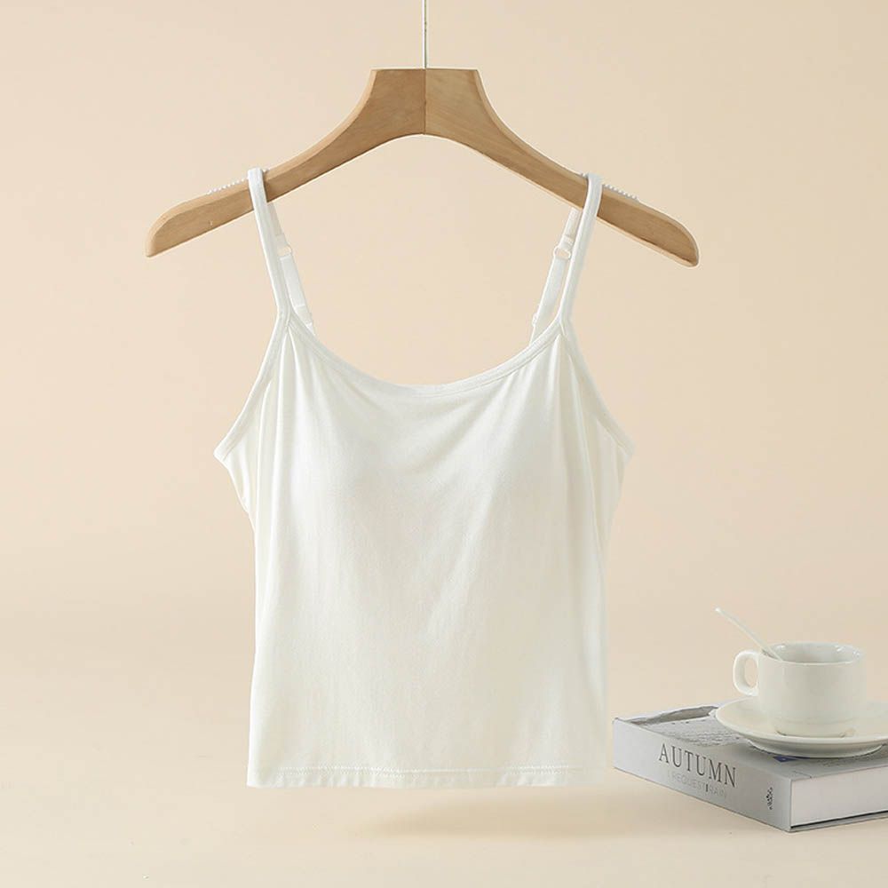 莫代爾柔軟涼感Bra T細肩帶背心-白色