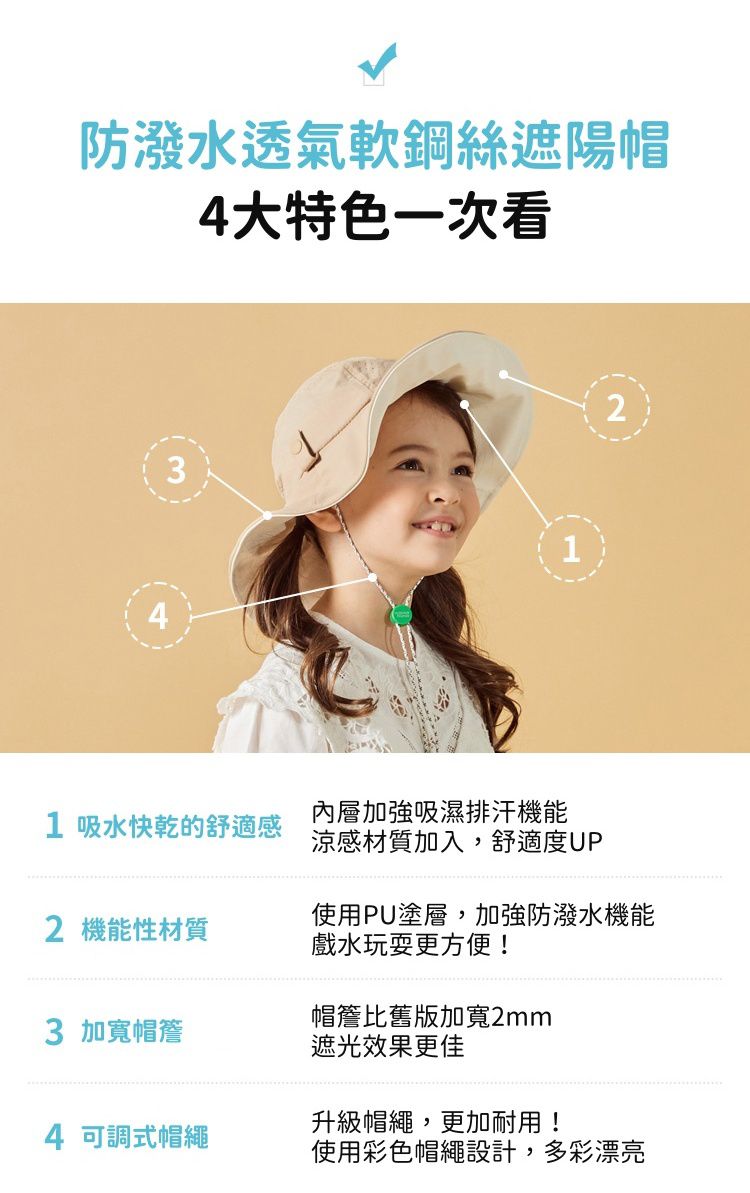 韓國 Victoria & Friends - UPF 50+ 防潑水透氣軟鋼絲遮陽帽(附口哨)-草莓粉