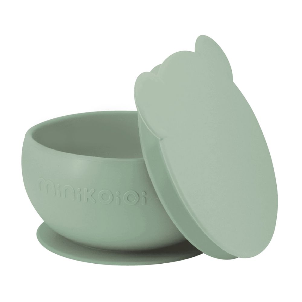 土耳其 minikoioi - 防滑矽膠吸盤碗(實心耳)-抹茶綠