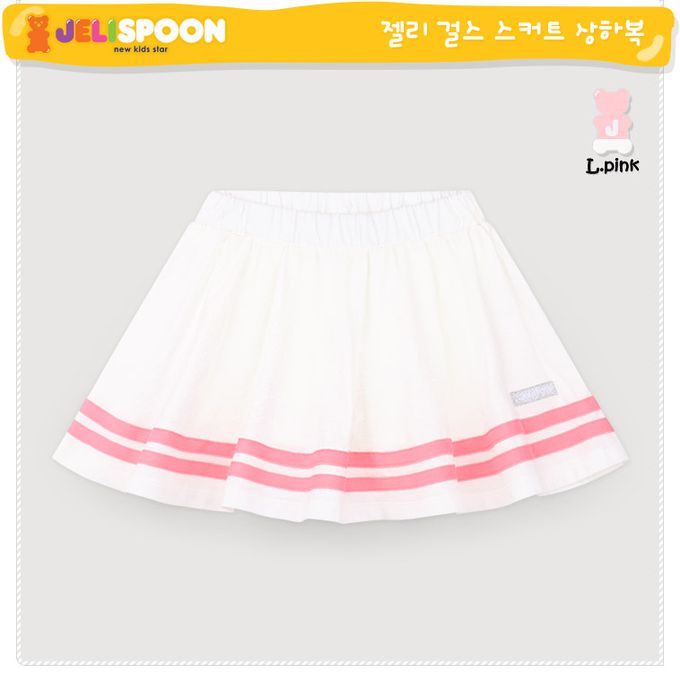 韓國 Jelispoon - 甜美運動風短袖褲裙套裝-粉X白