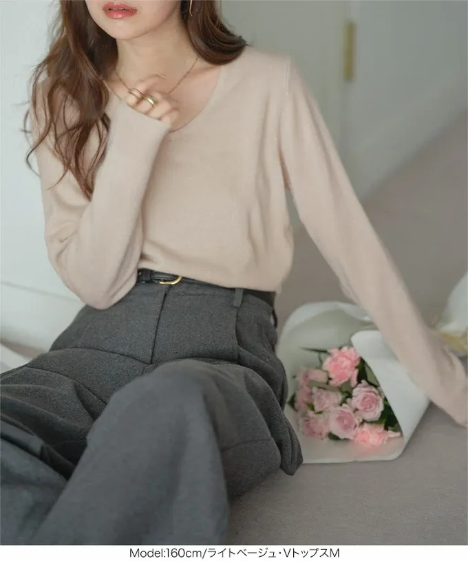 日本 Kobe Lettuce - [暢銷]舒芙蕾質感可機洗針織上衣-(選領和長度)-酒紅