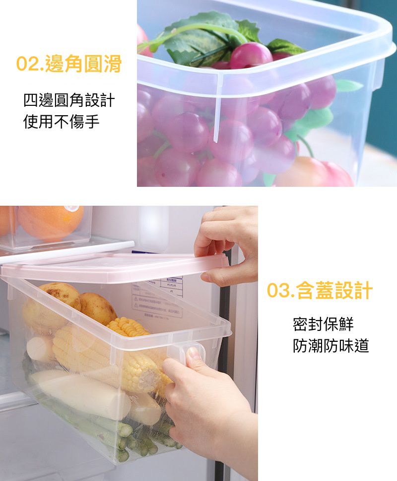 長方形透明附蓋收納盒-有把手款-透明