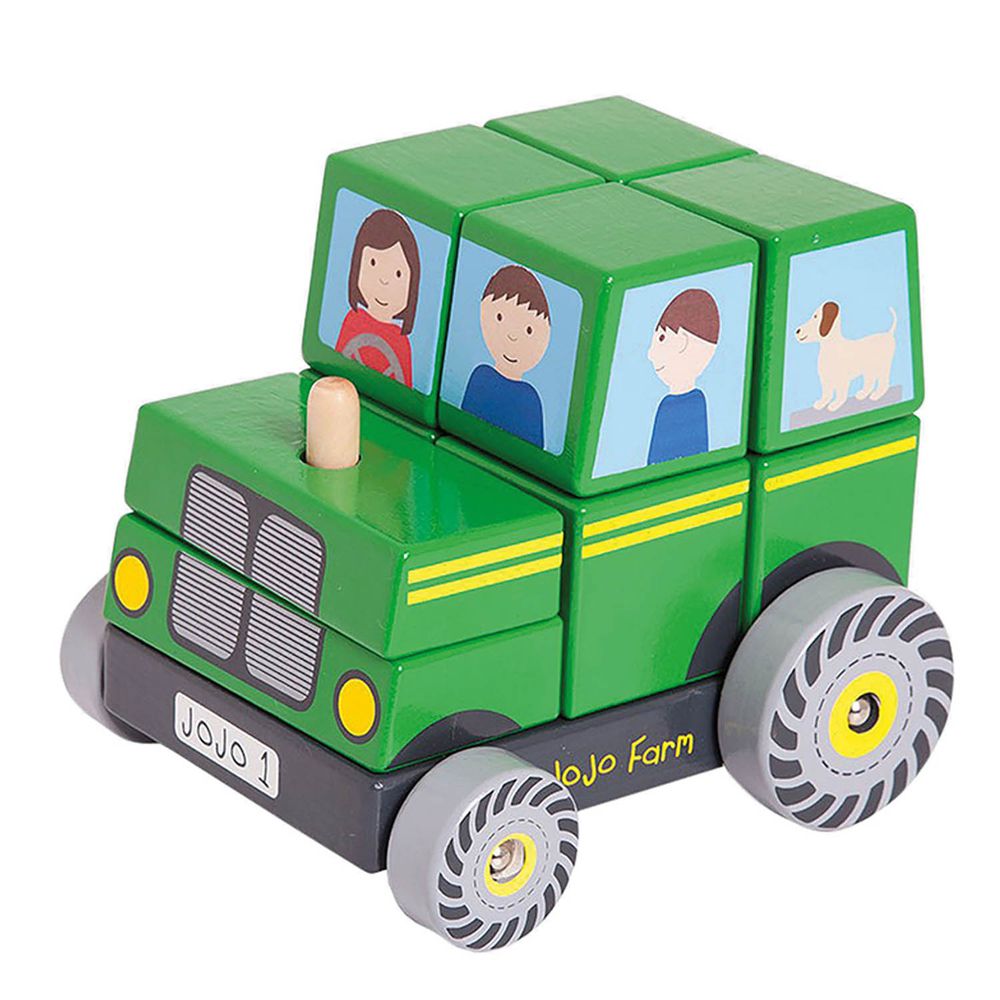 英國 JoJo Maman BeBe - 五感玩具_實木玩具_疊疊車-拖拉機