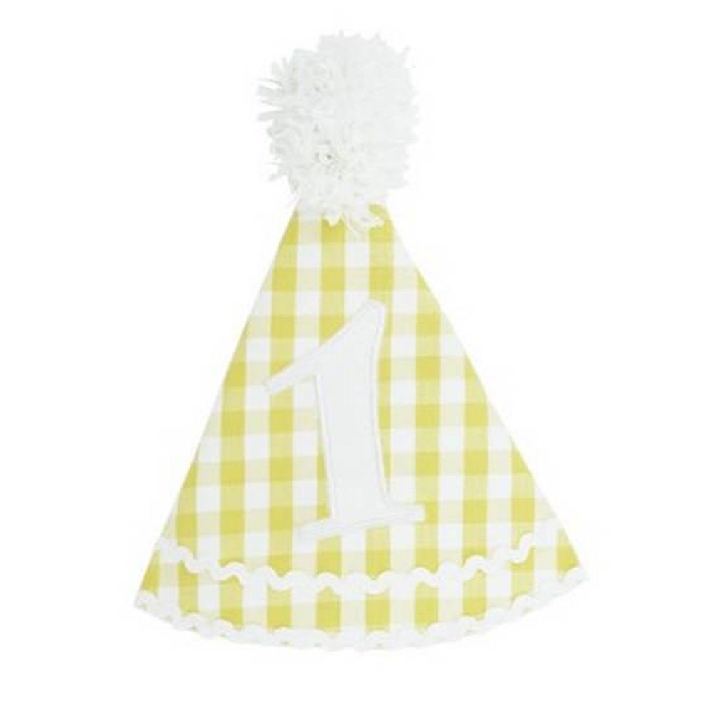 美國 RuffleButts - 寶寶/兒童生日帽-黃色格子 (單一尺寸)