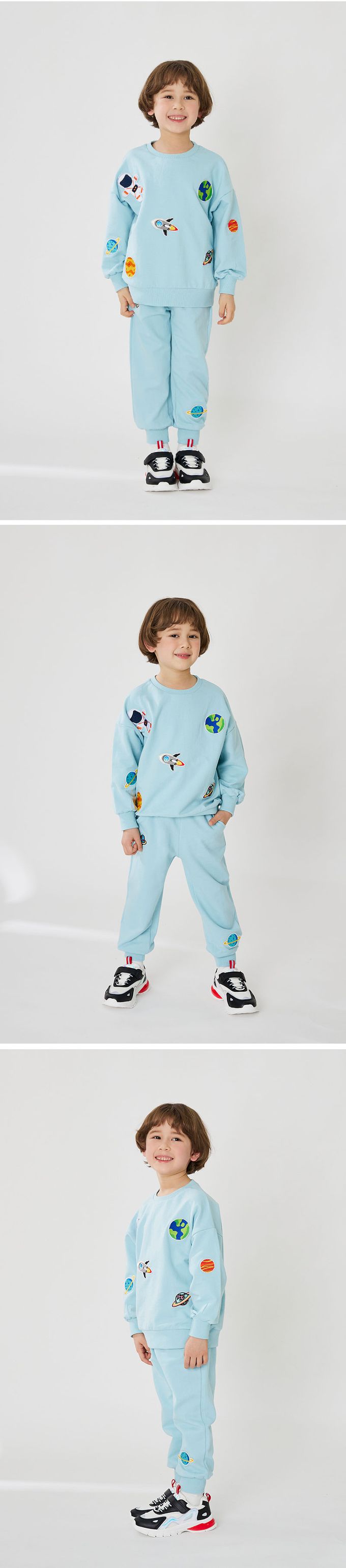 韓國 OZKIZ - 太空宇宙遊休閒長袖套裝-天空藍