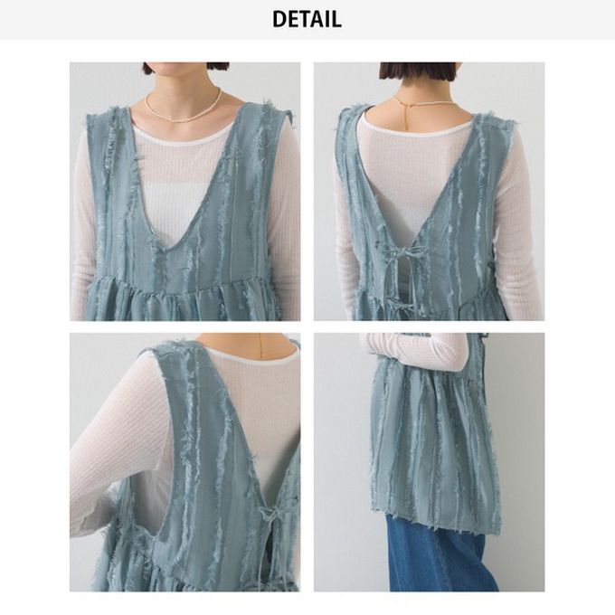 日本 OMNES - 前後2way甜美流蘇造型穿搭背心-咖啡