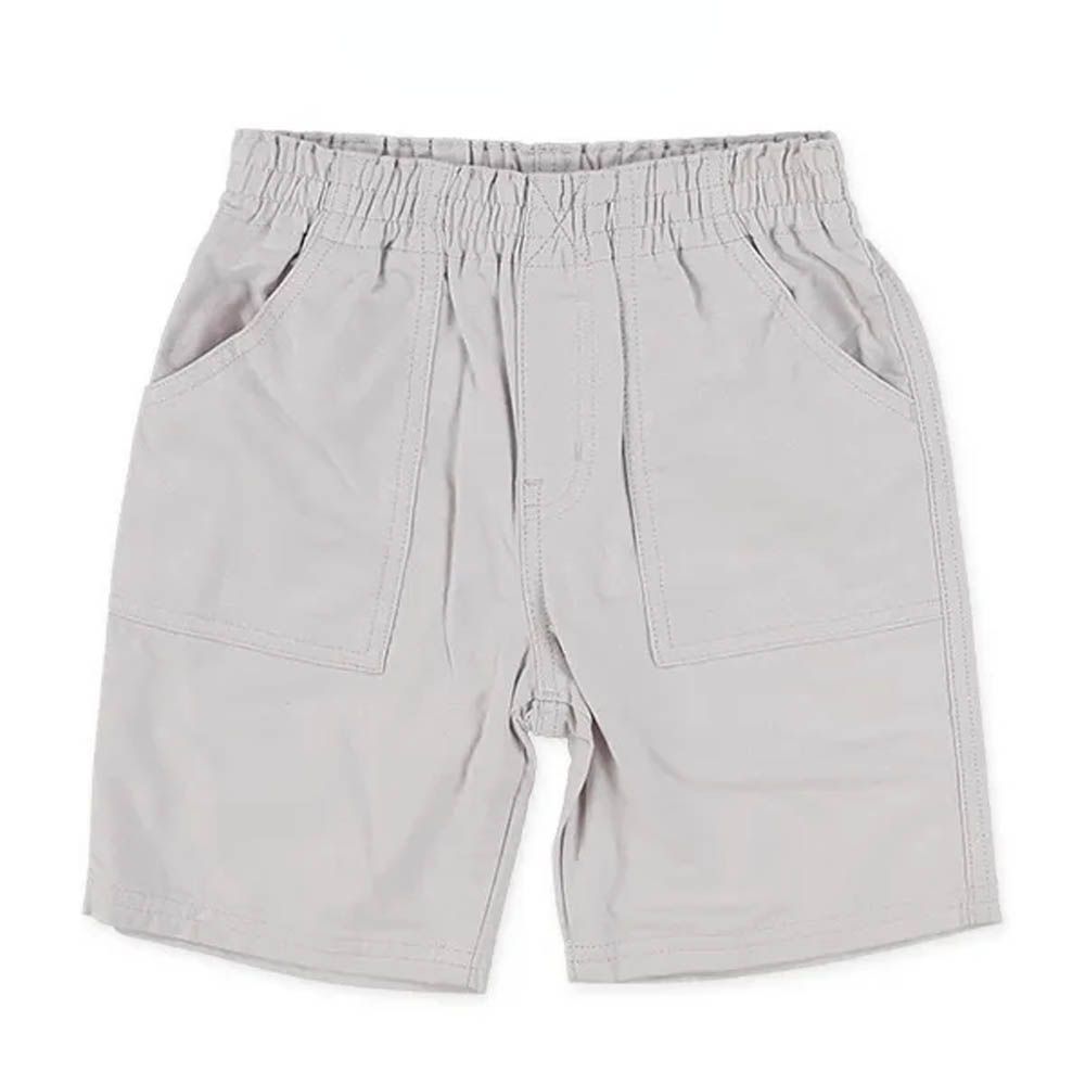 100%棉 鬆緊彈性短褲-淺灰