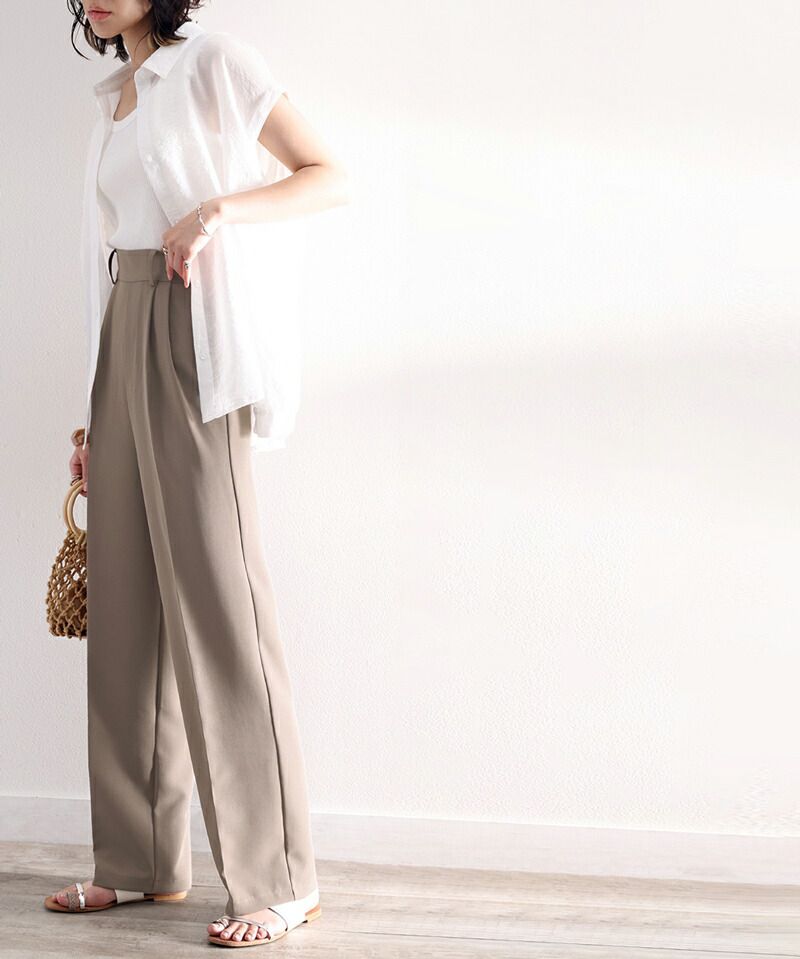 日本 Classical Elf - 修長美腿打褶西裝褲-摩卡棕