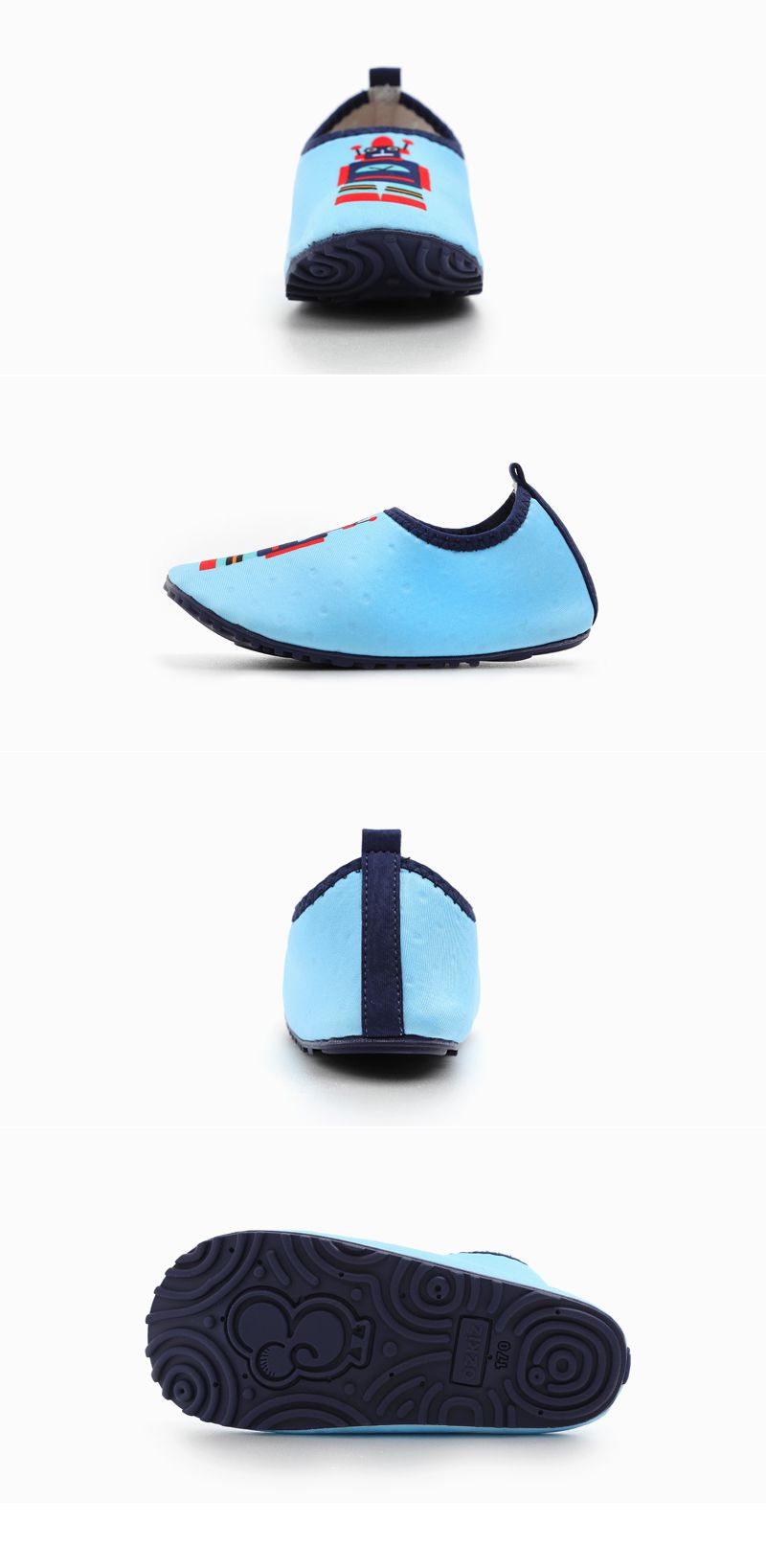 韓國 OZKIZ - 潛水布面輕量/防滑兒童沙灘鞋/戲水鞋-機器人