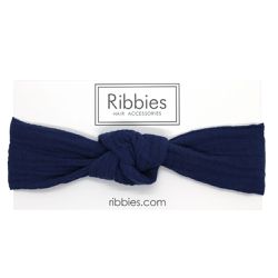 英國 Ribbies - 兒童寬版扭結髮帶-深藍