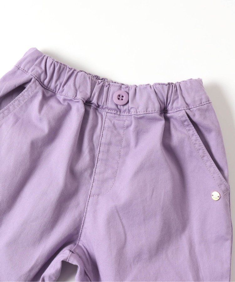 日本 apres les cours - 雛菊刺繡口袋下擺荷葉休閒九分褲-丹寧藍