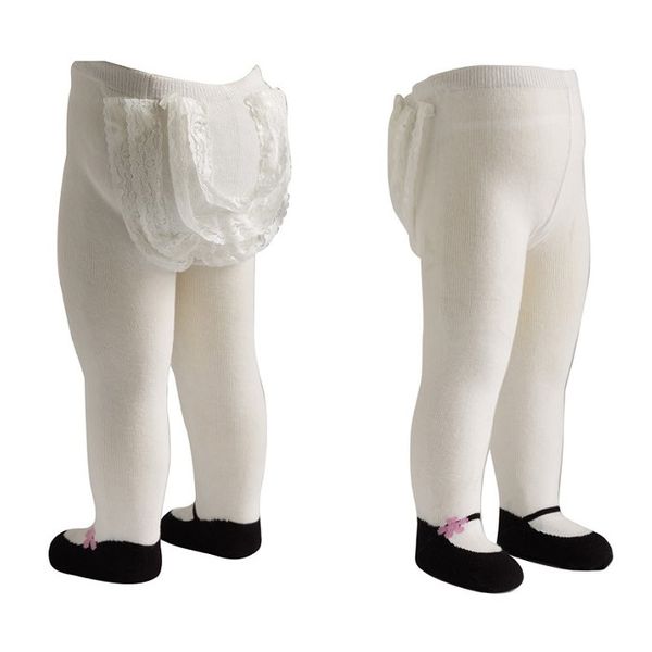 美國 Jazzy Toes - 時尚造型褲襪單入組-純白屁屁蕾絲褲襪