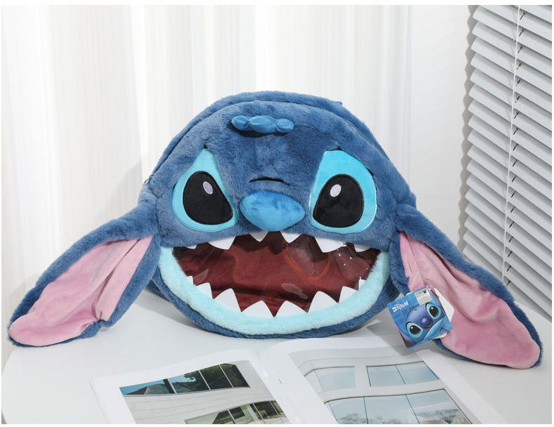 卡通毛茸茸造型後背包-卡通人物史迪奇-藍色 (30x7x32cm)