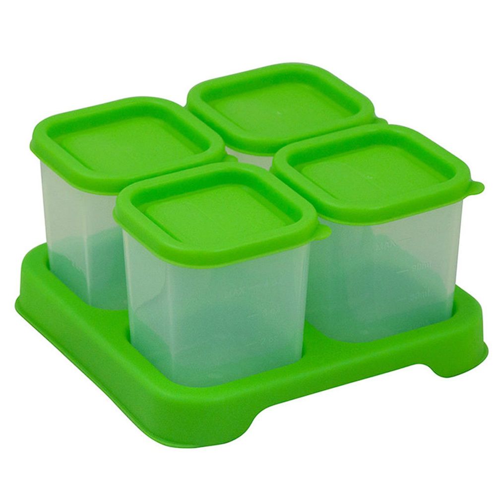 美國 green sprouts 小綠芽 - 小綠芽新鮮副食品4格分裝盒/儲存盒 (安全塑膠)-118ml-草綠