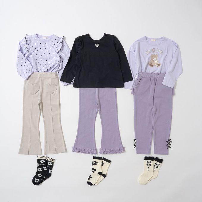 日本 Lycee mine - 彈力荷葉邊微喇叭長褲-米杏