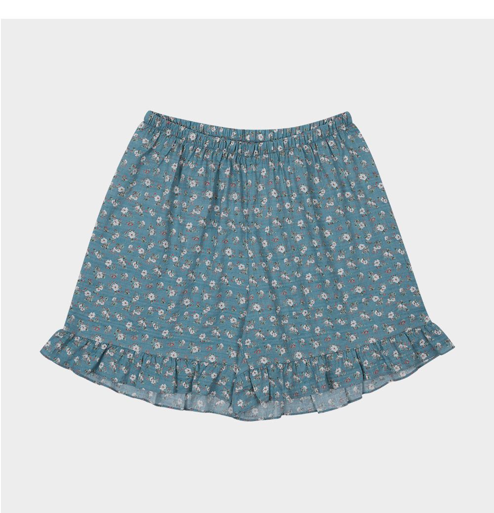 韓國 ULLALA - 蕾絲花邊無袖睡衣(兩件式)-藍 (FREE)