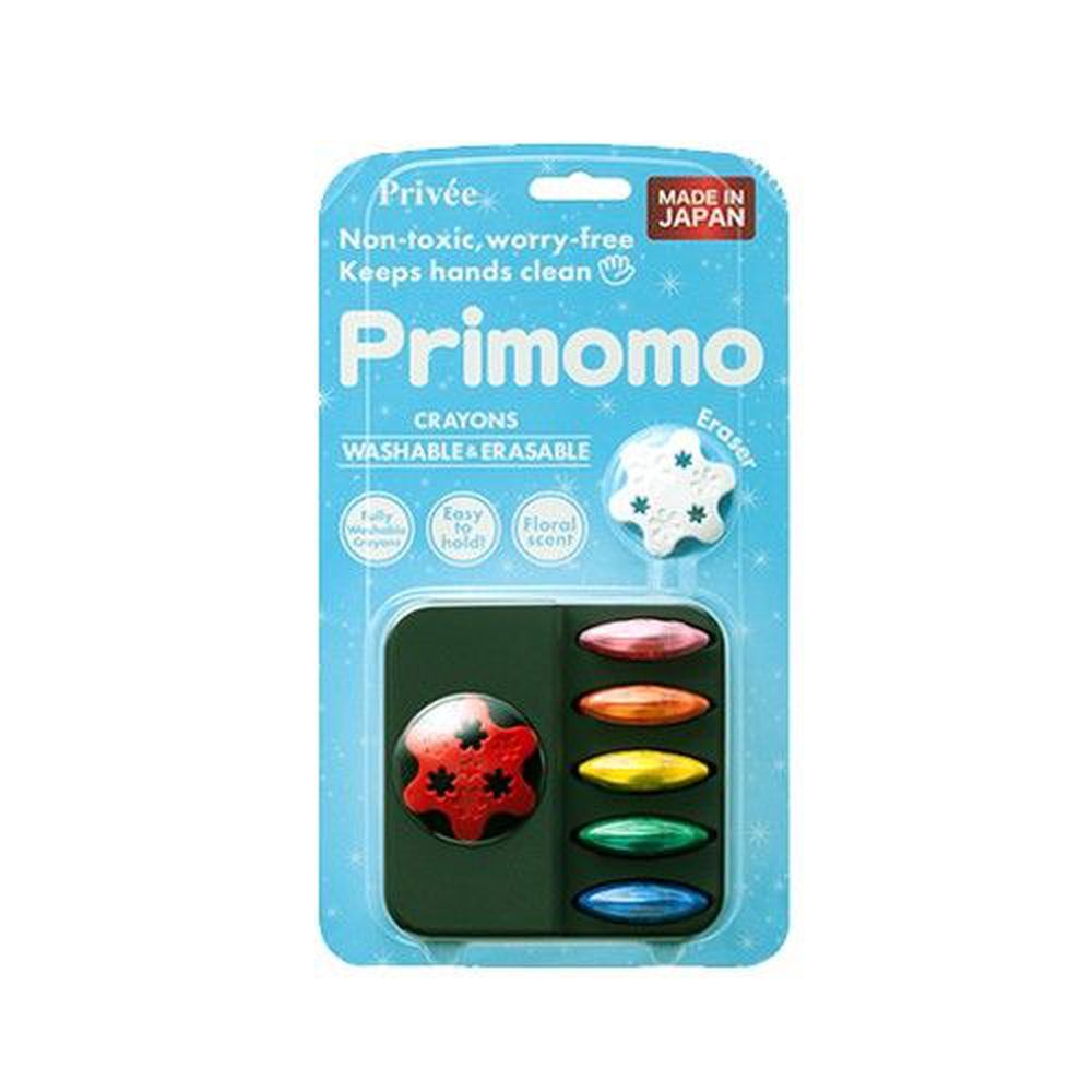 日本 Primomo - Primomo普麗貓趣味蠟筆(附橡皮擦)-花瓣型-6色-1入組