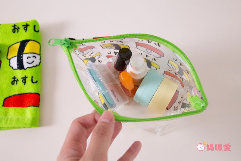 日本 OKUTANI - 童趣日文插畫透明小收納包/化妝包-熊貓-藍 (21x12x9cm)