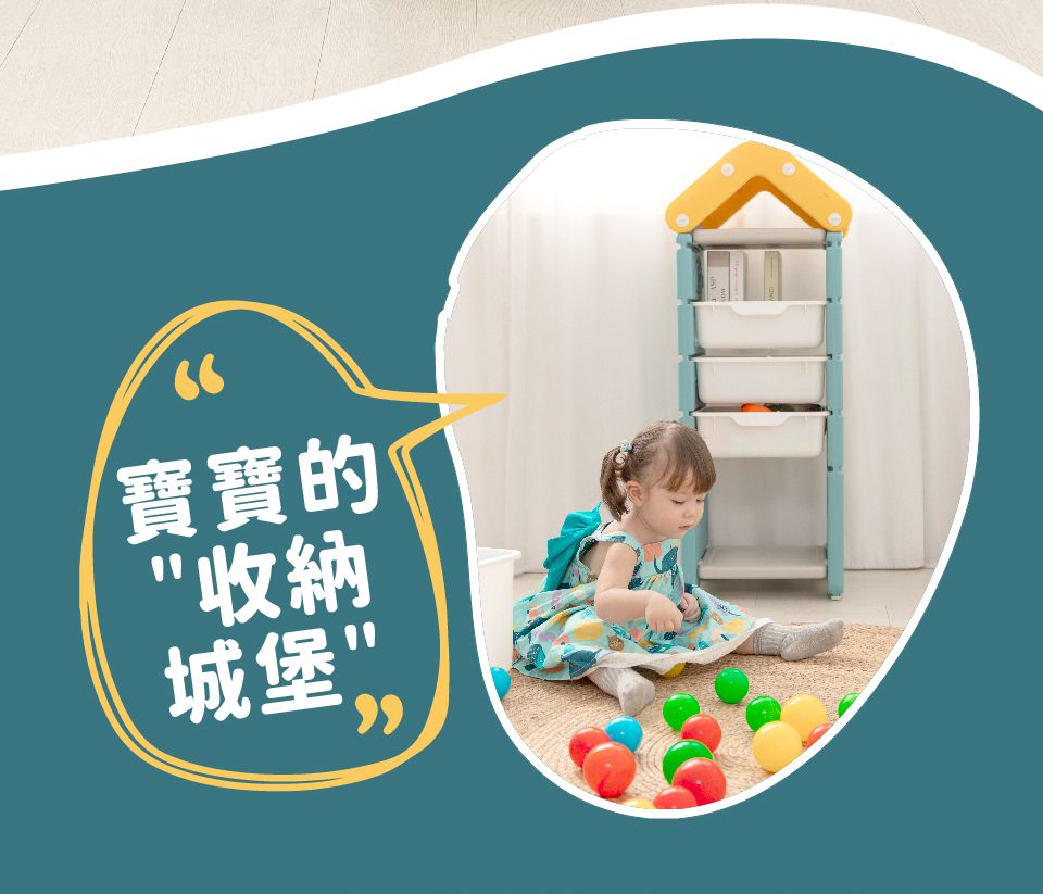 Kikimmy - 玩具屋造型多層儲物收納架-黃綠