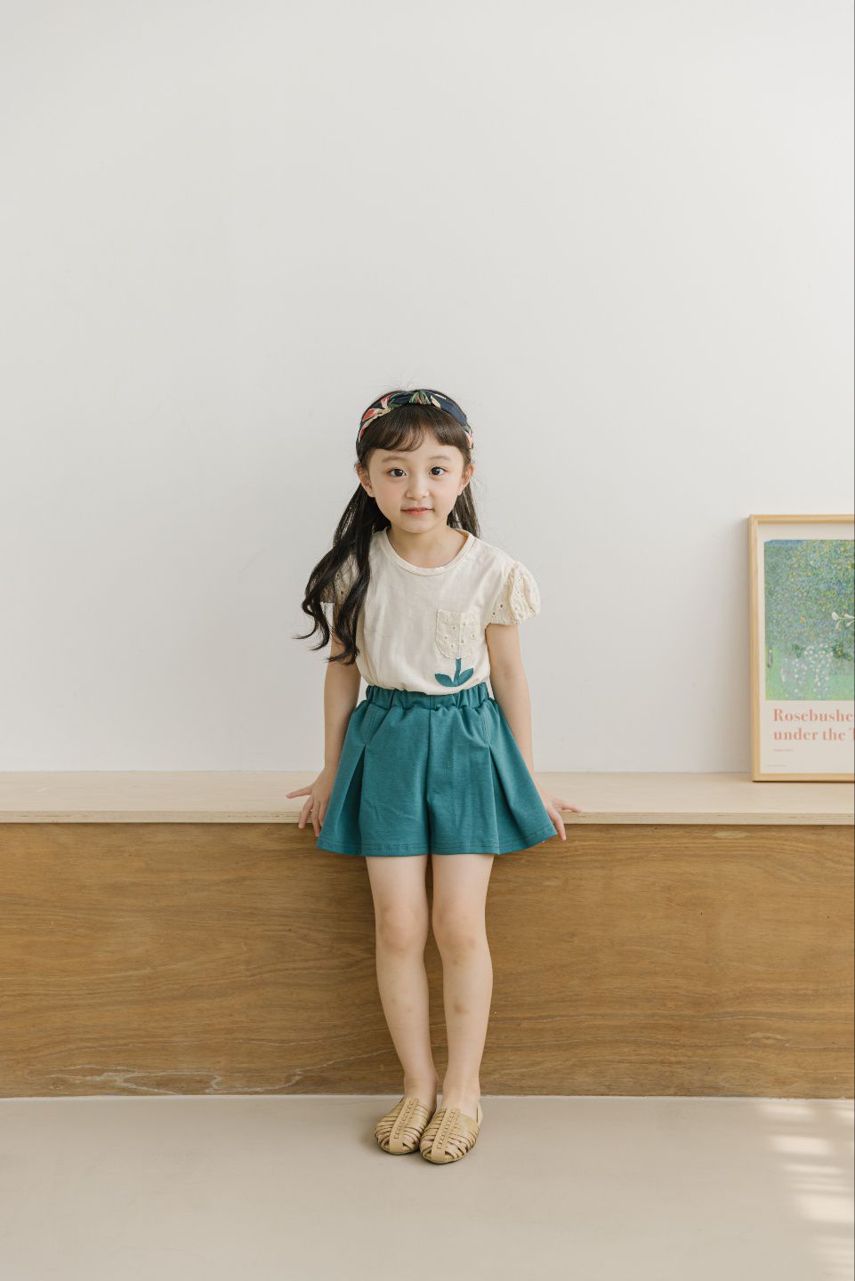 韓國 Orange Mom - 鬆緊腰寬百褶裙-綠