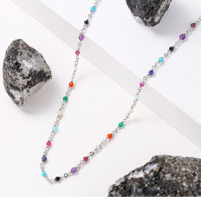 韓國 Soo&Soo - (925純銀)璀璨彩石項鏈-BLACKPINK LISA同款