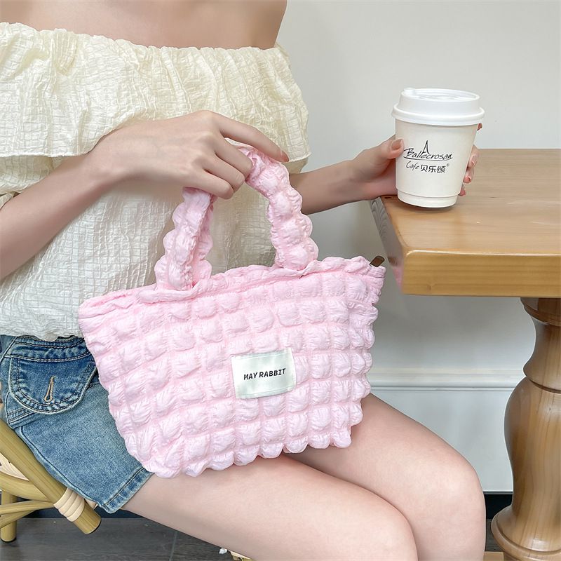 奶油泡泡雲朵手提包/托特包-紫色 ((19+12)x17x10cm)