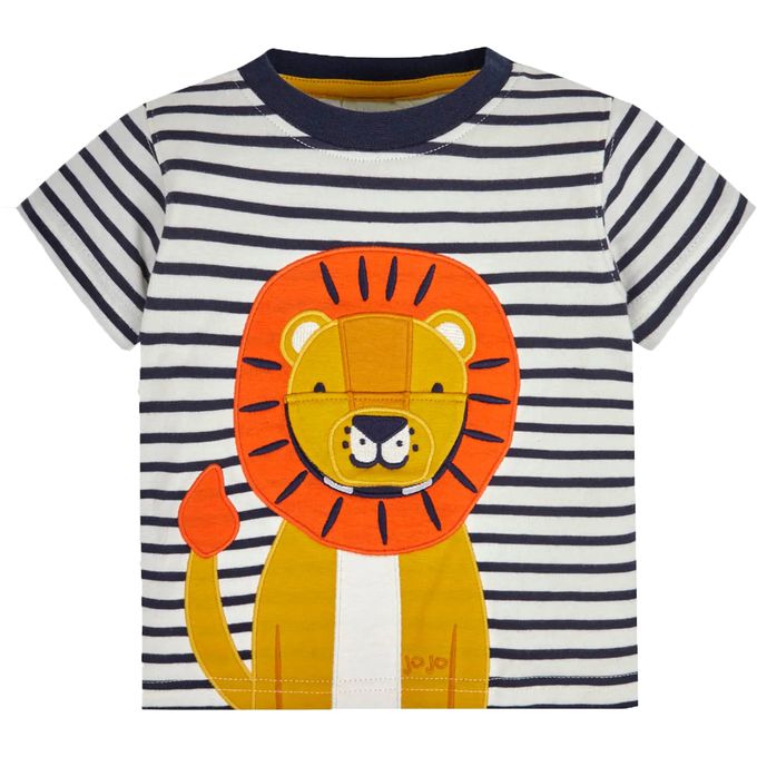 英國 JoJo Maman BeBe - 超優質嬰幼兒童100％純棉短袖上衣/ T-shirt/ 動物T-獅子來囉!