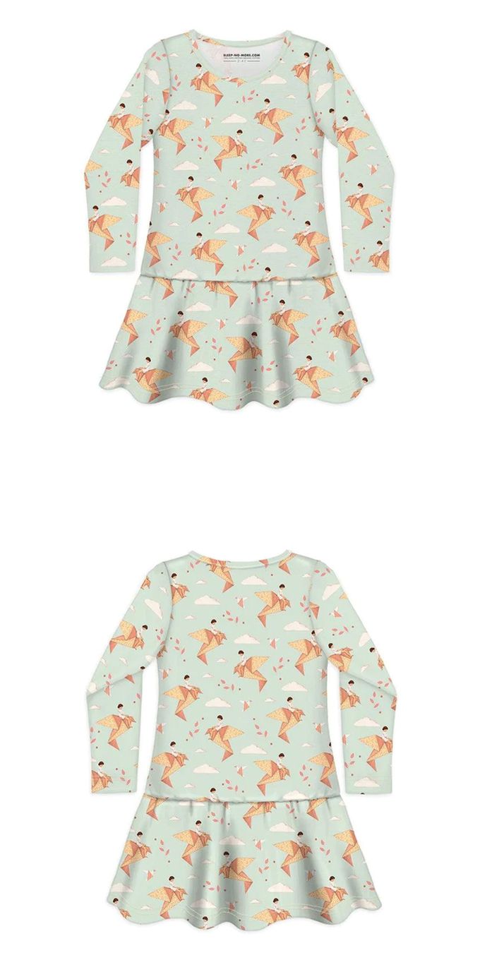 英國 SLEEP NO MORE - 100% 有機棉長袖連身裙-夢想紙鶴