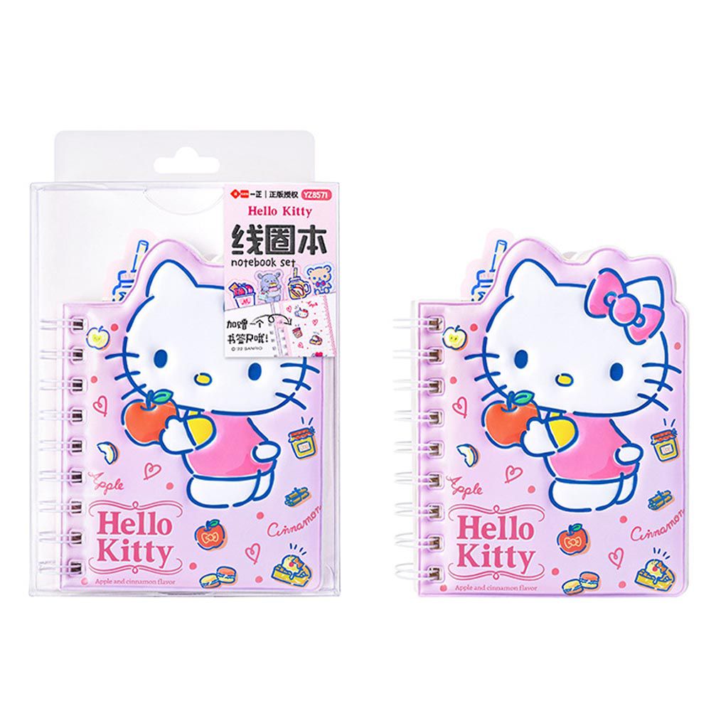 卡通不規則造型線圈手帳筆記本-卡通人物Hello Kitty-粉色 (17.7x12cm)
