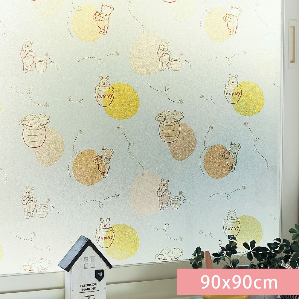日本千趣會 - 迪士尼 日本製 90%抗UV光影窗貼(靜電式)-小熊維尼 (90x90cm)