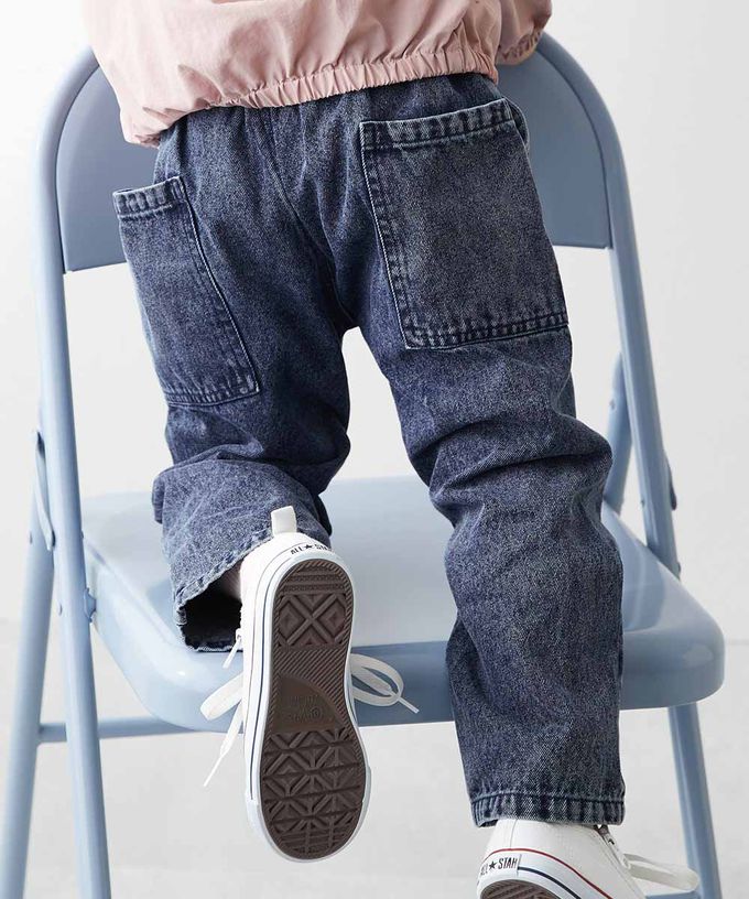 日本 devirock - 復古刷色厚磅大口袋錐形丹寧褲-淺灰藍