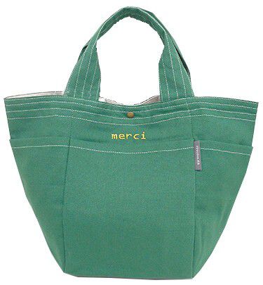 日本 Chepeli - 印度棉 刺繡手提帆布包/托特包-merci-黑 (25x37x16cm)