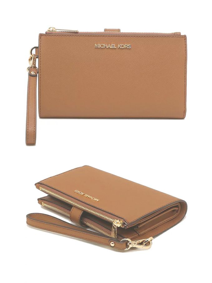 MICHAEL KORS - 防刮皮革雙層手機長夾 (奶茶)