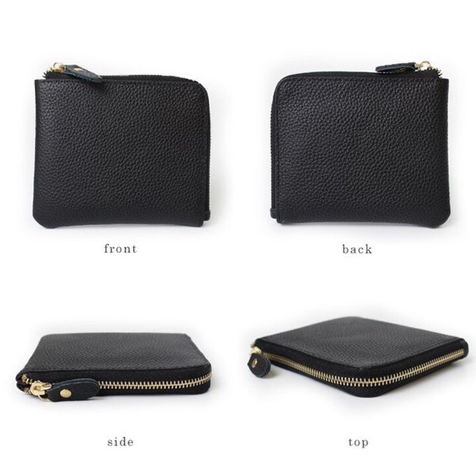 日本 LIZDAYS - 真皮迷你超輕巧拉鍊短夾-芥末黃 (11x9.5x1.5cm)