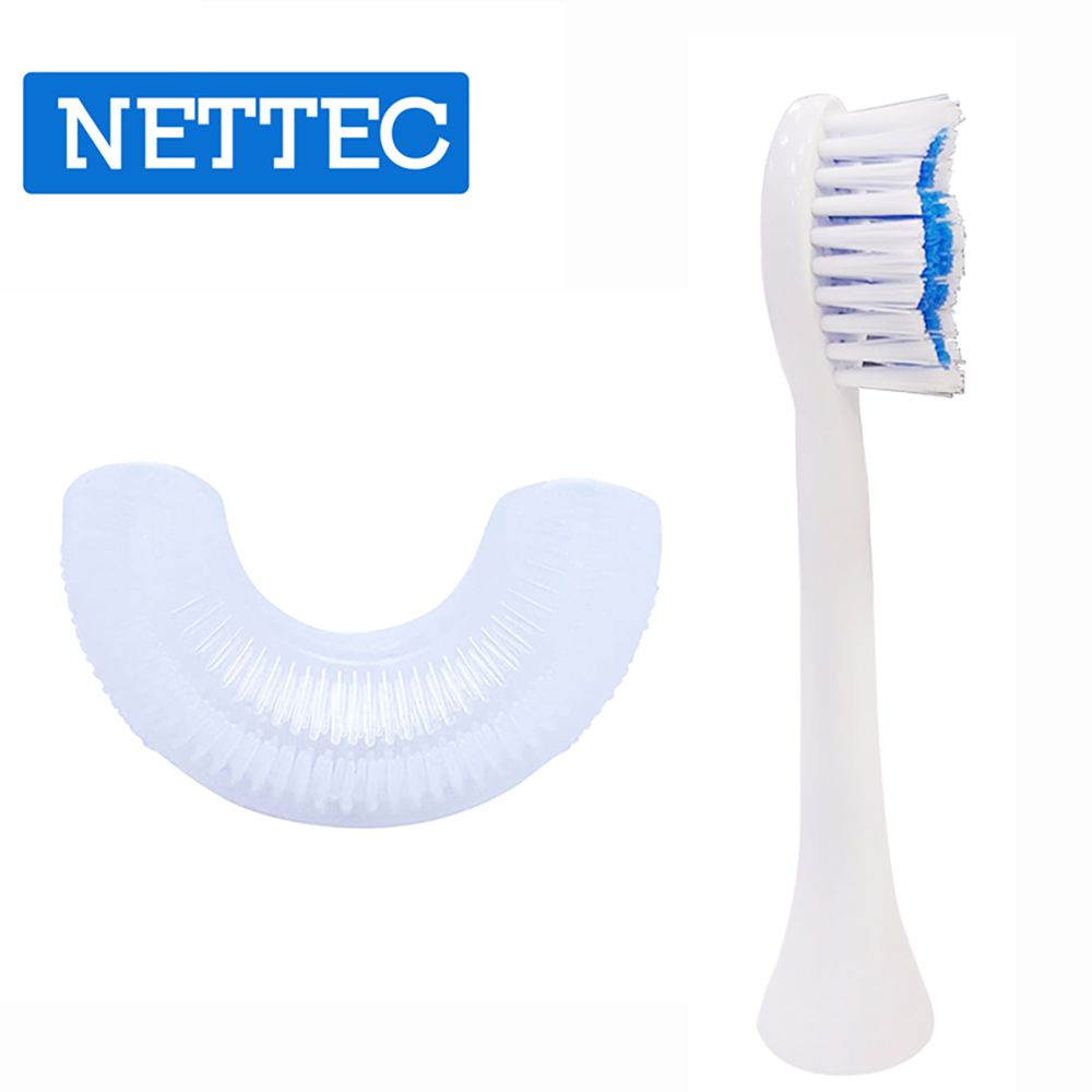 NETTEC - 恐龍造型兒童電動牙刷專用刷頭-U型刷頭(2入)+長柄型刷頭(2入)