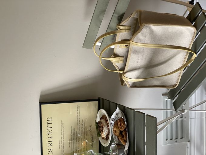 韓國 THEALLY - (附小袋)質挺帆布方包手提/肩背包-奶油黃 (大)