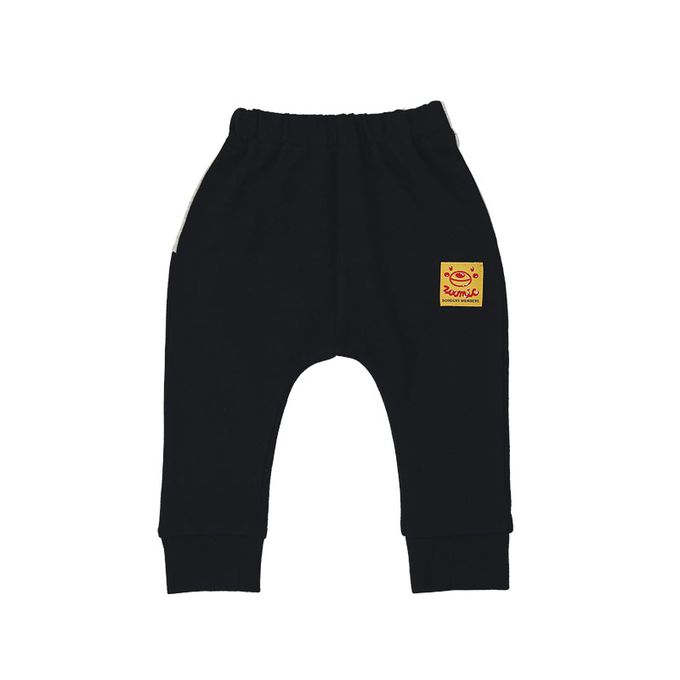 日本 ZOOLAND - 背後療癒熊臉合身長褲-療癒咖哩飯-黑